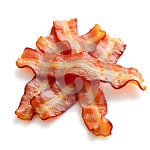 Cooked bacon rashers isolated on transparent background
