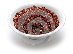 Cooked bhutanese red rice photo