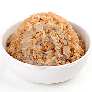 Cooked brown rice isolated on transparent background
