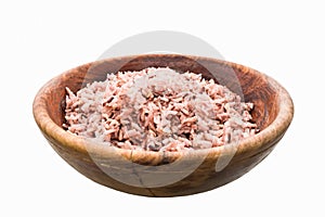 Cooked Brown Rice on white background and made work path to cli
