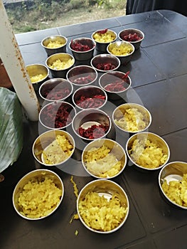 Cooked cabbage and beetroot for lunch meal