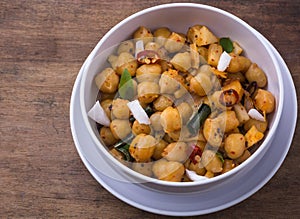 Cooked chickpeas or grams dish, also known as garbanzo beans or egyptian peas