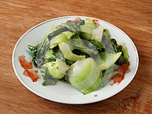 Cooked Chinese vegetable bok choy