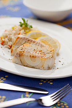 Cooked cod fish photo
