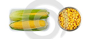 Cooked Corn Kernels in a Tin Can Isolated Top View