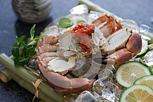 Cooked Crab on a Bed of Ice