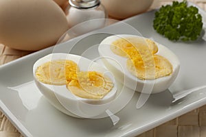 Cooked double yolk egg photo