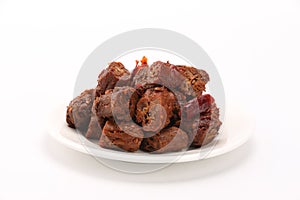 Cooked duck neck on white background