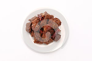Cooked duck neck on white background