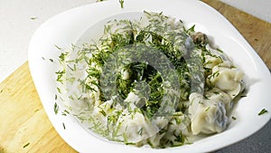 Cooked dumplings dish