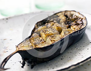 Cooked Eggplants on a plate