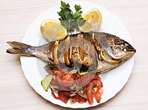 Cooked fish sea bream fish.