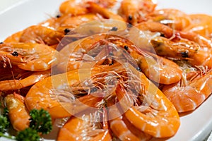 Cooked fresh shrimp dish