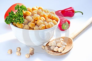 Cooked garbanzo beans. photo