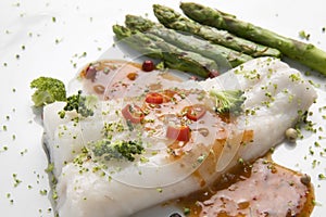 Cooked hake dinner photo