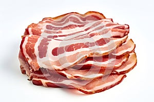 Cooked ham slices, isolated on a white background