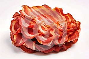 Cooked ham slices, isolated on a white background