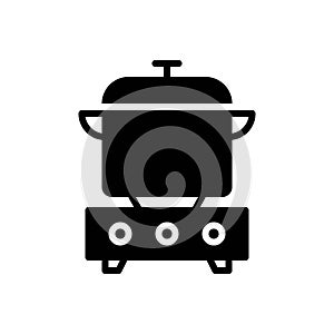 Black solid icon for Cooked, hearthstone and crockpot