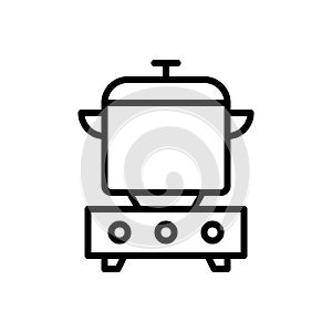 Black line icon for Cooked, hearthstone and cooker