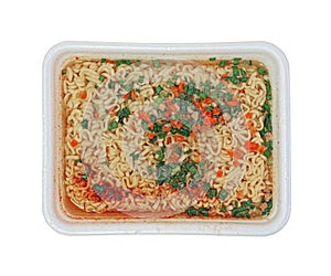 Cooked instant noodles with spices.