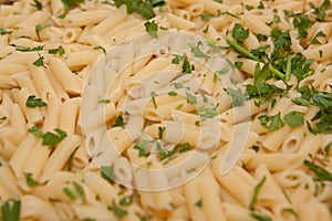 cooked macaroni with herbs