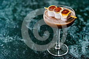 Cooked Marshmallow Cocktail with Pretzel Sticks  also Called Sweet Baby or Babyccino