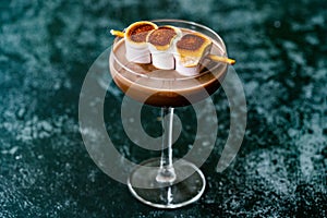 Cooked Marshmallow Cocktail with Pretzel Sticks  also Called Sweet Baby or Babyccino