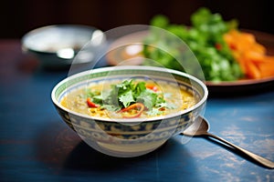 cooked masoor dal dish garnished with coriander