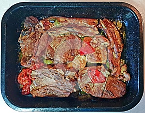 Cooked meat tray