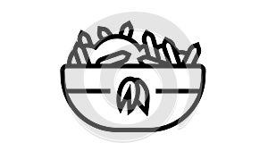 cooked oatmeal breakfast line icon animation