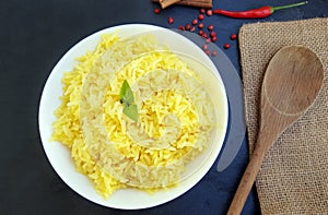 Cooked pilau rice