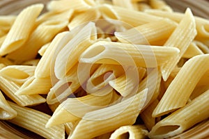 Cooked plain pasta macro close up