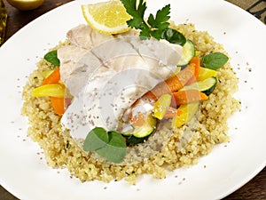 Cooked Pollack Fish with Quinoa