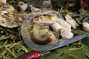 cooked pork cooked in the traditional Papuan way