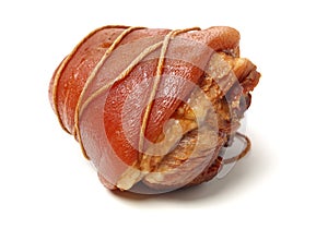 Cooked pork leg on white background