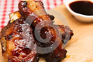 Cooked pork spare ribs photo