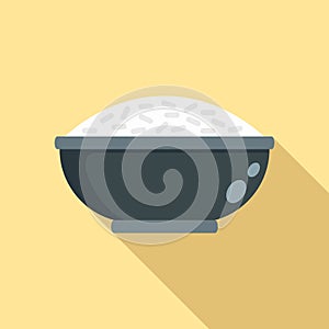 Cooked rice bowl icon, flat style