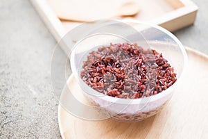 Cooked rice of Riceberry in bowl