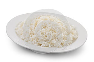 Cooked rice in a white plate