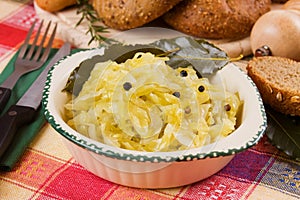 Cooked sauerkraut, traditional german meal