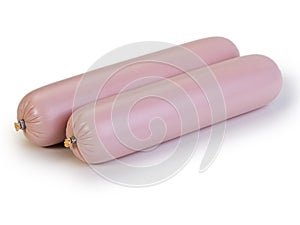 Cooked sausage, isolated on white