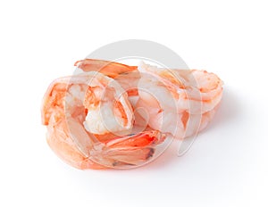 Cooked shrimp isolated on white background.