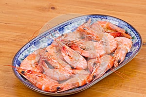Cooked shrimp in plate