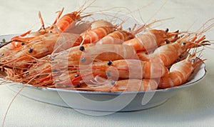 Cooked shrimps with shells