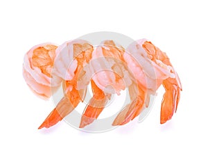 Cooked shrimps on white background