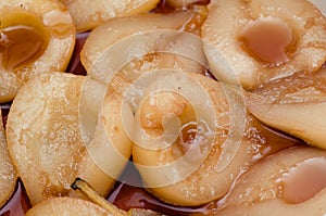 Cooked sliced pears