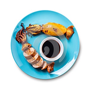 Cooked squid close-up