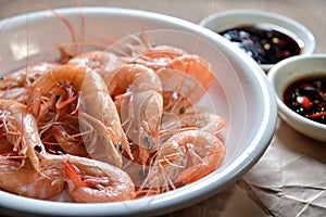 Cooked Steam shrimp dish