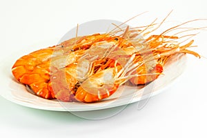 Cooked tiger prawns