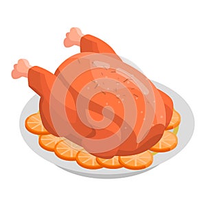 Cooked turkey icon, isometric style photo